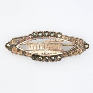 Antique 1000 Silver & 10K Gold Parthenon Relief Victorian Grand Tour Brooch 1900